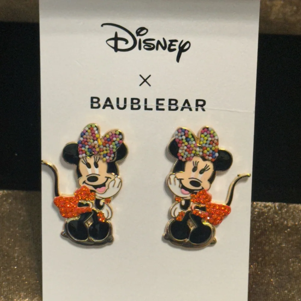 Disney BaubleBar Minnie Mouse Sparkly Earrings NWT